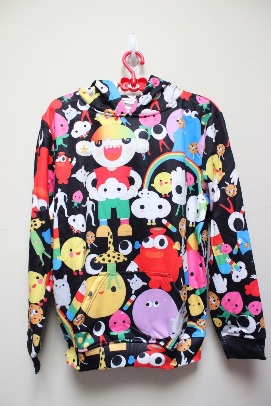 NEW J Balvin Friends With You Black Character Sweatshirt Hoodie Size Small